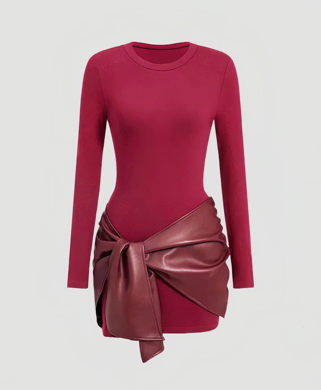 Vestido curto cor sólida e manga comprida