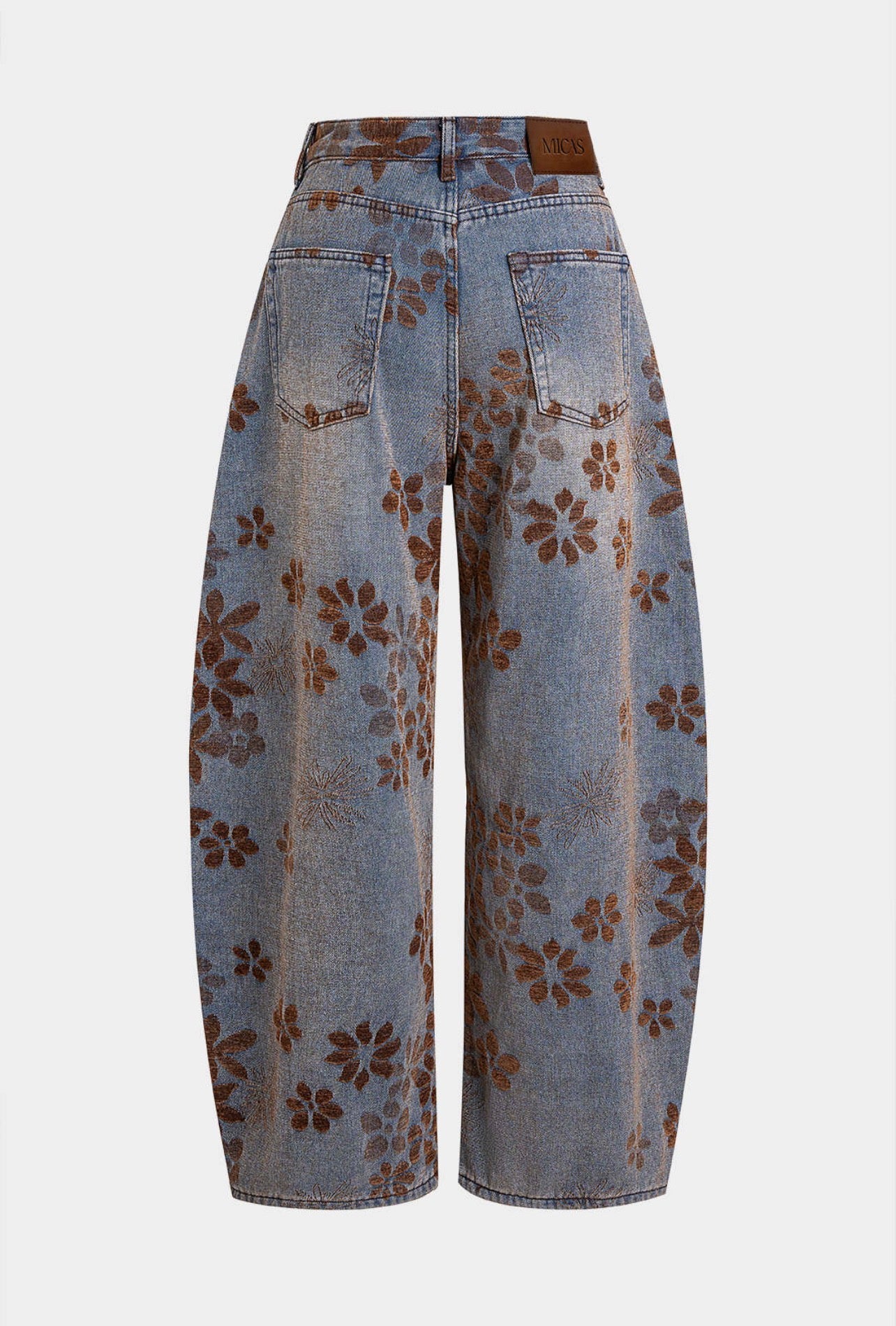 jeans estampado floral cintura alta calças estilo oversize