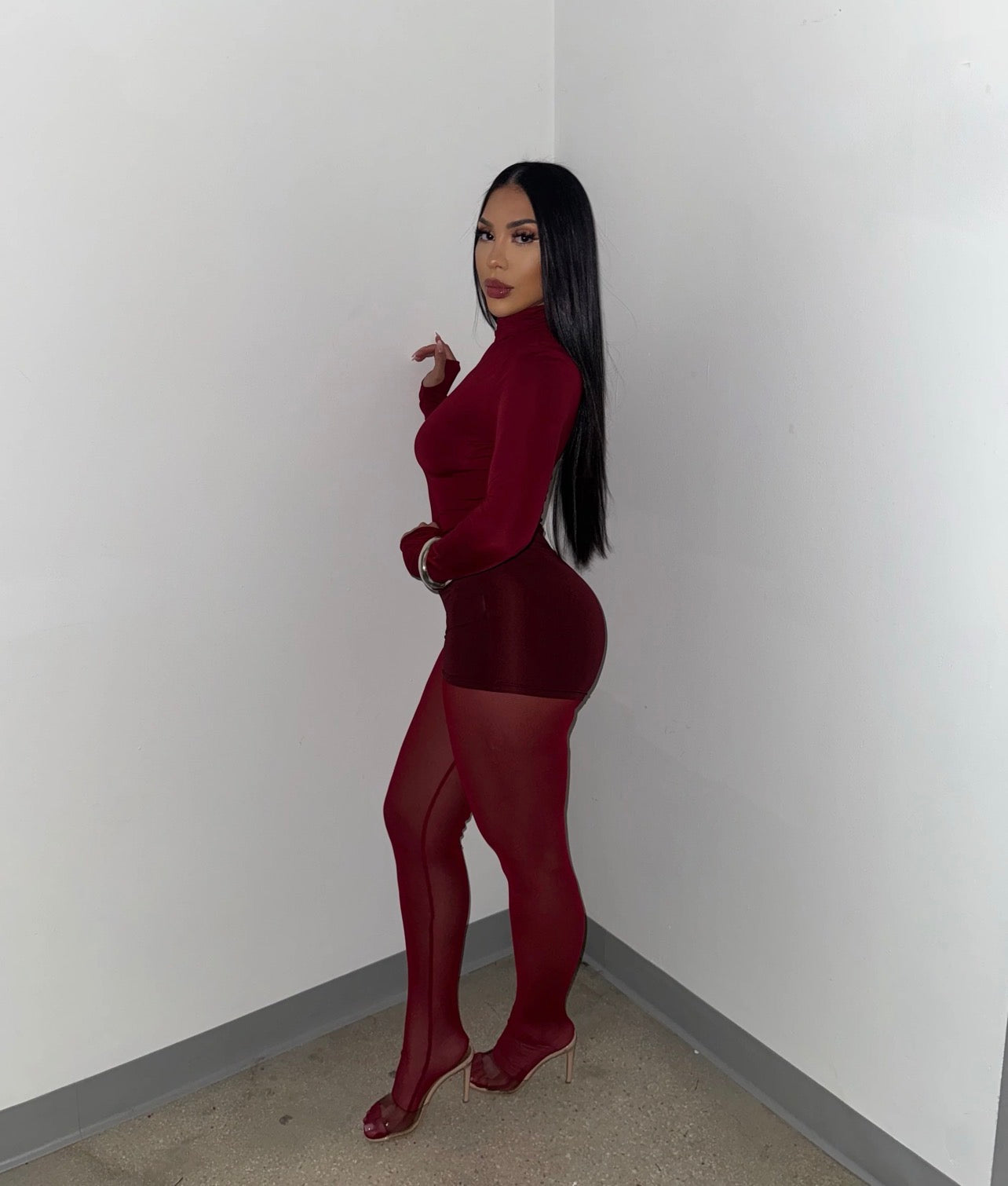 Conjunto 3 peças blusa manga comprida, calça transparente, calção ciclista , conjunto sexy
