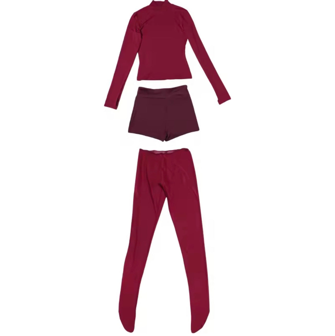 Conjunto 3 peças blusa manga comprida, calça transparente, calção ciclista , conjunto sexy