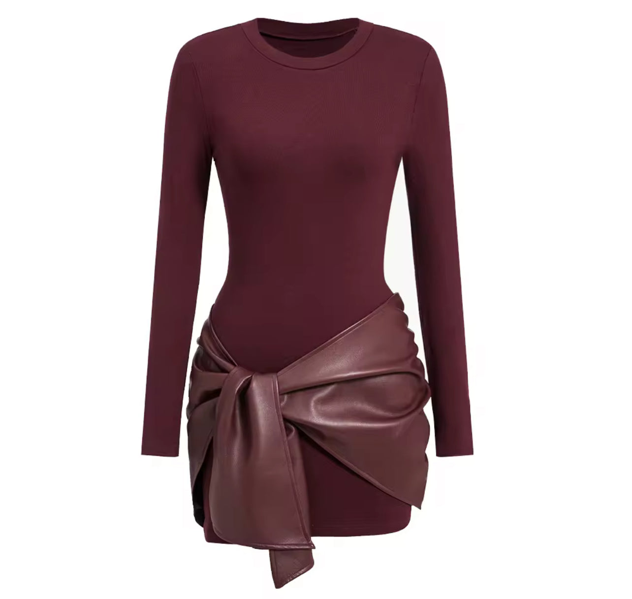 Vestido curto cor sólida e manga comprida