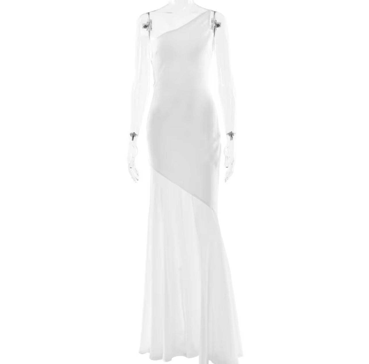 Vestido com uma alças finas, bainha transparente, elegante ideias para Festas
