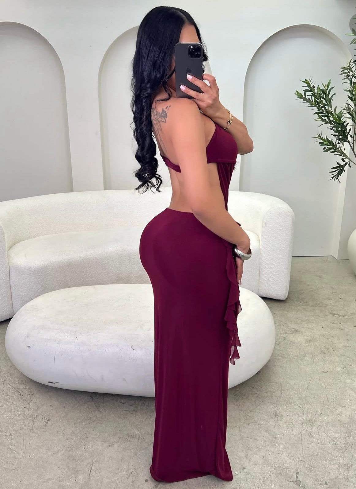 Vestido sexy de festa e férias com costas abertas