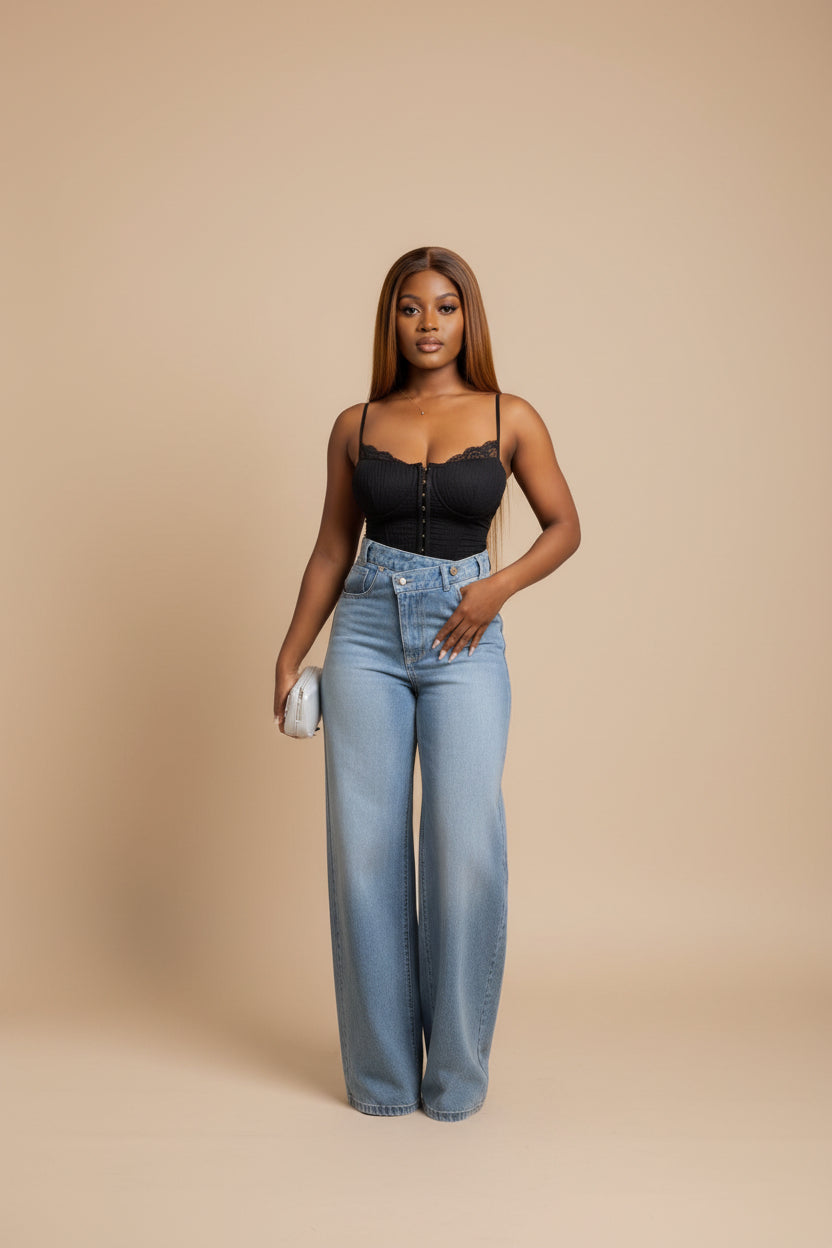 Calça jeans cintura alta