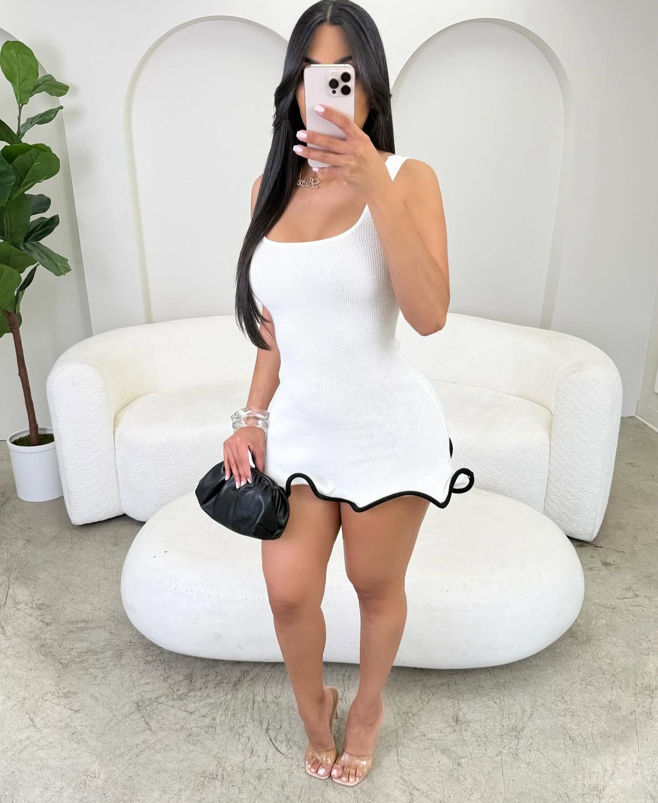 MINI LUXE vestido sem alças ondulada