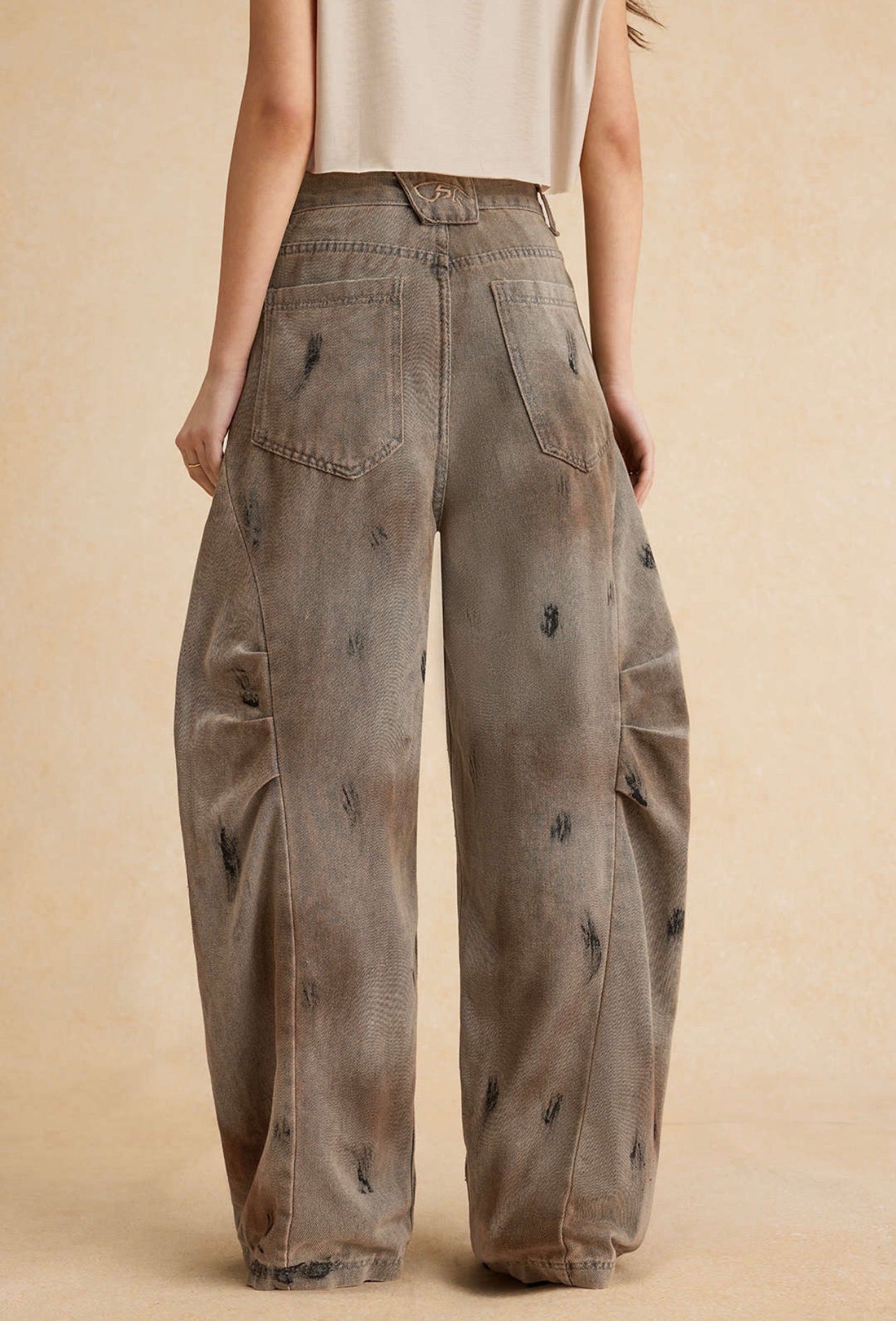 Calça jeans  de corte solto, casual, perna larga, ajuste relaxado, casual