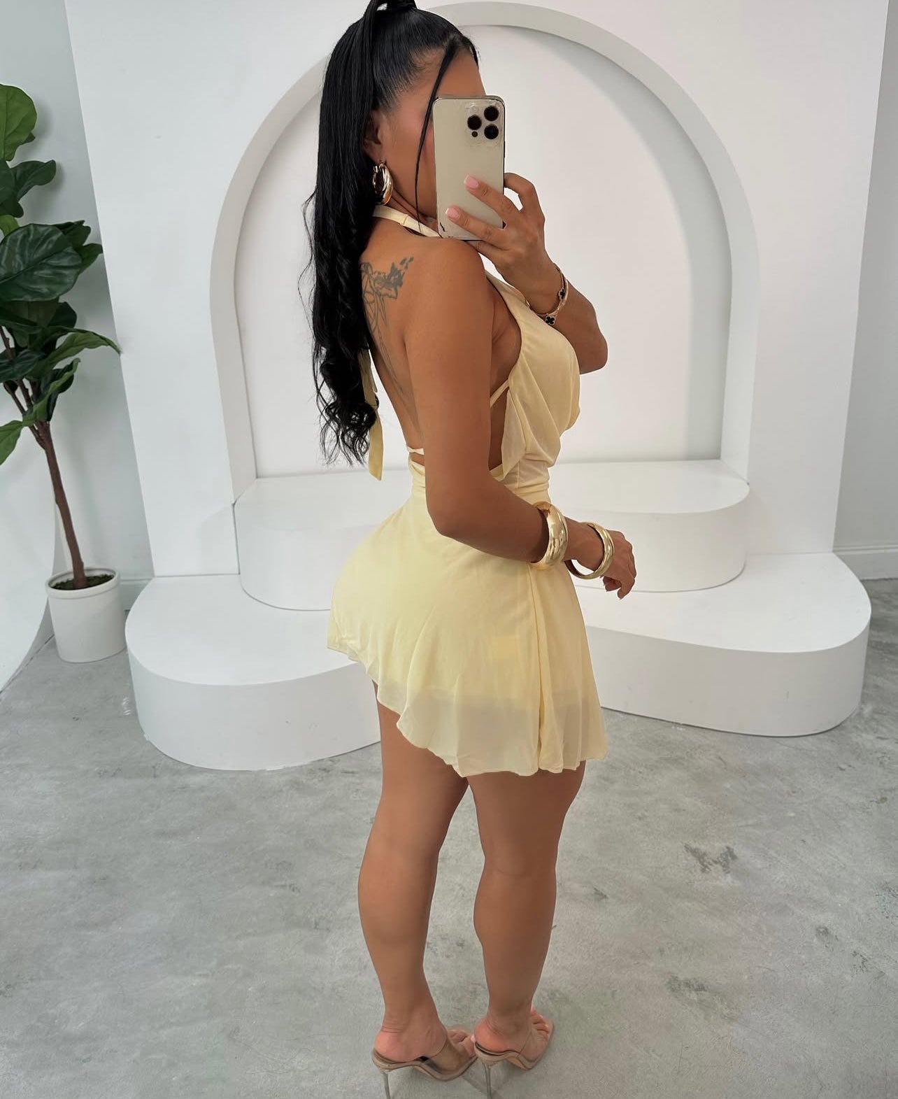 MINI LUXE vestido com decote em U sem mangas