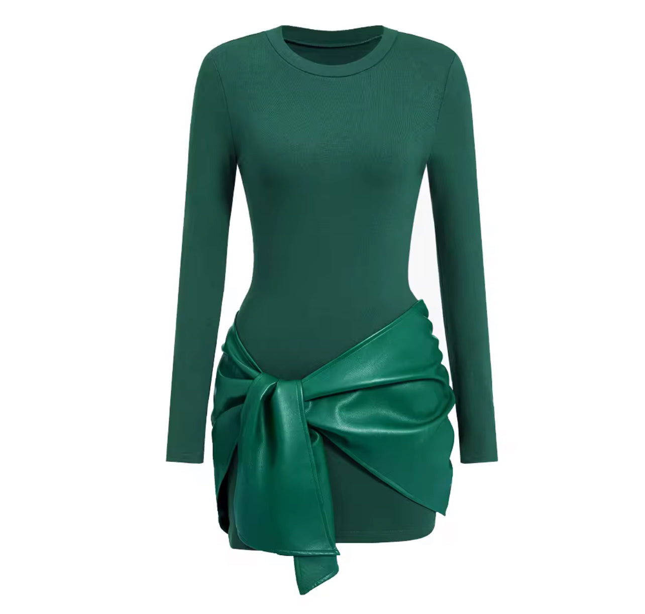 Vestido curto cor sólida e manga comprida