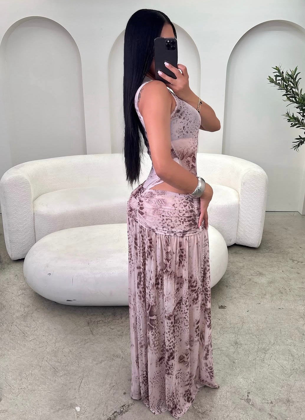 Conjunto de saia e body sem mangas estampado sexy